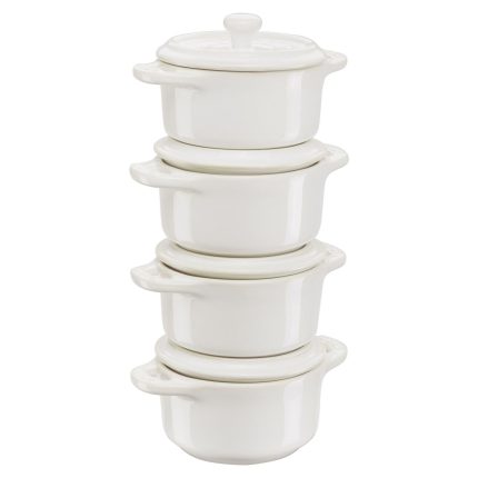 STAUB | CERAMIQUE - Set de tigăi - 4 piese - Ø 100mm - ceramică - alb-violet
