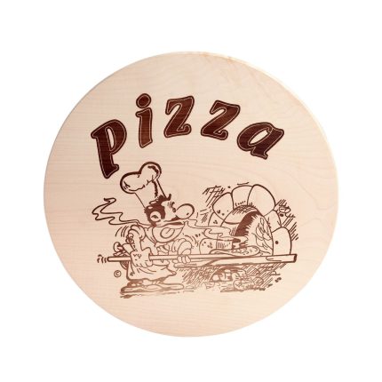 Farfurie pentru pizza din lemn de arțar - Ø 300 mm - cu motiv gravat