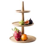 Etajeră - VALO - cu 3 rafturi - rotundă - lemn de stejar - Înălțime: 420 mm