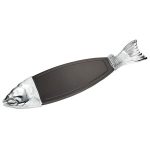Salmon colored polyethylene TocĂtor polietilenĂ in black, with chrome tail head inserts cod.183A Lonatini, Italia