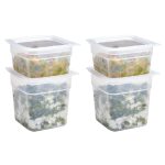 CAMBRO | CAMSQUARES® - Set de recipiente FreshPro - 8 bucăți - 2x 0.95 litri & 2x 0.47 litri - Transparent