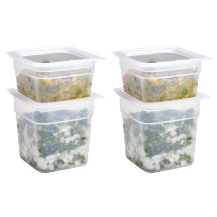CAMBRO | CAMSQUARES® - Set de recipiente FreshPro - 8 bucăți - 2x 0.95 litri & 2x 0.47 litri - Transparent