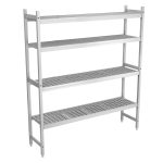 Raft din aluminiu - Modul de bază - 1486x460x(H)1685 mm - Adâncime: 460 mm - cu 4 polițe pline - Capacitate: 90 kg/poliță (450 kg total)