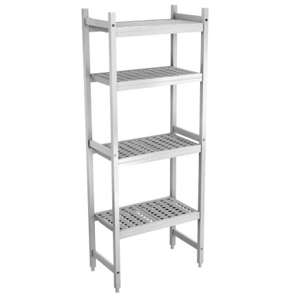 Raft din aluminiu - Modul de bază - 651x460x(H)1685 mm - Adâncime: 460 mm - 4 polițe pline - Capacitate totală: 450 kg
