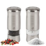 (6 bucăți) PEUGEOT | ZELI - Râșniță pentru sare și piper - electrică - plastic - înălțime: 140 mm - cu iluminare