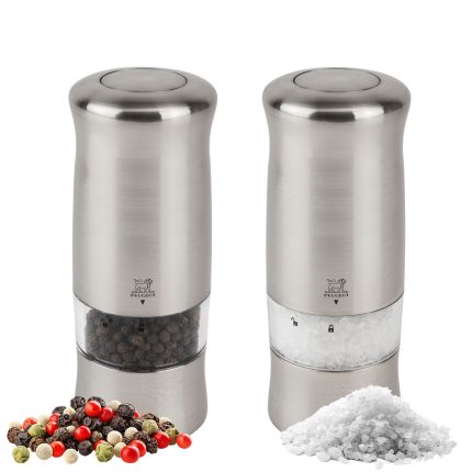 (6 bucăți) PEUGEOT | ZELI - Râșniță pentru sare și piper - electrică - plastic - înălțime: 140 mm - cu iluminare