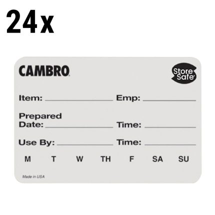 (24 bucăți) CAMBRO | Etichete de rotație StoreSafe® - 250 etichete per rolă