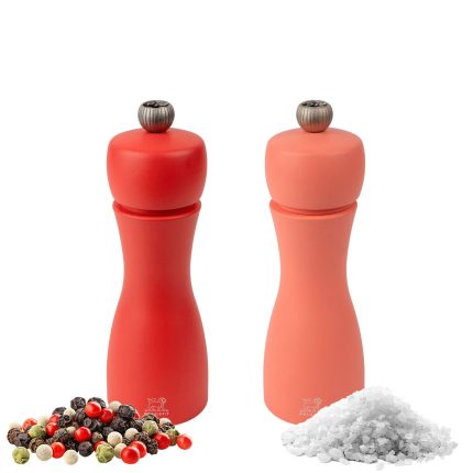 (6 bucăți) PEUGEOT | TAHITI FEUER - Râșniță pentru sare și piper - Lemn - Roșu - Înălțime: 150 mm