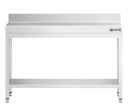 Masă de lucru inox PREMIUM cu dosar și poliță inferioară 1200x700 mm GGM Gastro, Germania