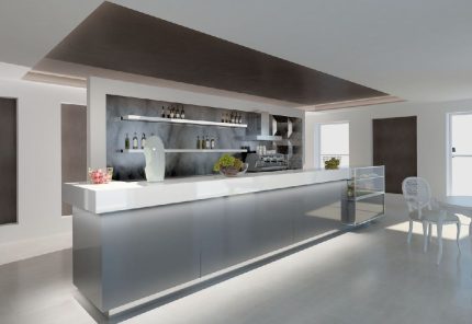 Mobilier bar profesional cu statie de lucru si refrigerare Best Cold seria Corallo, Italia
