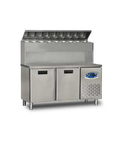 Masă frigorifică profesională pentru pizza cu vitrină ingrediente Pimak 22TBF2S-PY70