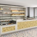Linie completa mobilier si tejghea prezentare pentru brutarie si pizzerie Best Cold seria Bastia, Italia
