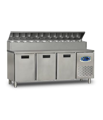 Masă frigorifică profesională pentru pizza cu vitrină ingrediente Pimak 22TBF3S-PA70