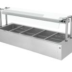Bain-Marie incorporabil– 1800 mm – 5x GN 1/1 – 4,1 kW – cu paravan de protecție din sticlă