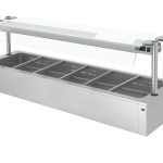Bain-Marie de încastrat – 2100 mm – 6x GN 1/1 – 4,83 kW – cu paravan de protecție din sticlă