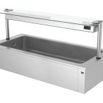 Cuva de gheață încastrabilă – 1800 mm – 5x GN 1/1 – 200 litri – cu protecție din sticlă împotriva stropirii