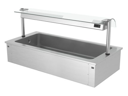 Cuva de gheață încastrabilă – 1800 mm – 5x GN 1/1 – 200 litri – cu protecție din sticlă împotriva stropirii
