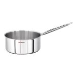 Cratiță cu coadă - oțel inoxidabil 18/10 - 5 litri - Ø 240 mm - înălțime: 105 mm - cu mâner rezistent la căldură - pentru inducție, gaz, ceramică, electric