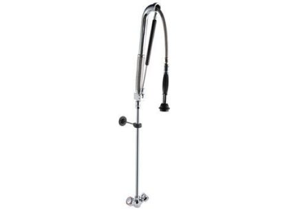 Duș prespălare cu 1 orificiu [9000] - cu duș pre‑spălare, pistol de pulverizare, furtun flexibil, înălțime reglabilă & montaj pe perete - pentru apă rece și caldă - 1120 mm