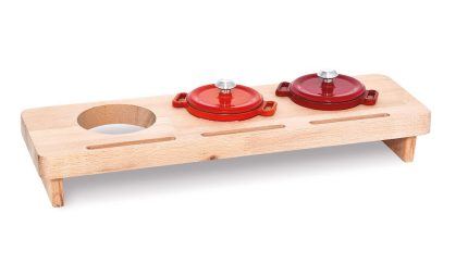 Suport din lemn - lemn - 176x541x70 mm - cu decupaje Ø 100 mm - pentru oală - compatibil cu SMTK100O