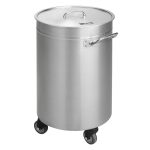 Coș de gunoi cu capac, roți și mânere – 50 l – oțel inoxidabil