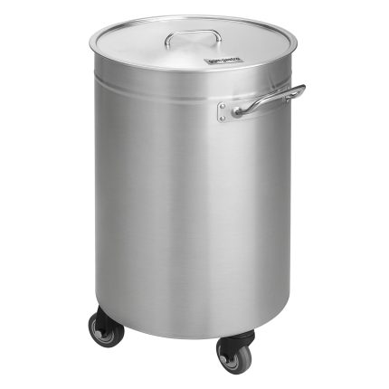Coș de gunoi cu capac, roți și mânere – 50 l – oțel inoxidabil