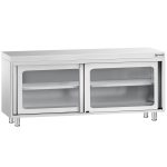 Masă de lucru tip dulap din oțel inoxidabil PREMIUM - 2000x700 mm - uși glisante din sticlă