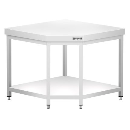 Masă de lucru din oțel inoxidabil de colț PREMIUM - 1000x700 mm - cu poliță inferioară