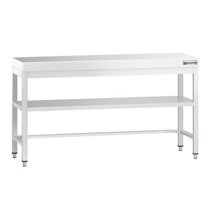 Masă de lucru din oțel inoxidabil PREMIUM – 1600 x 700 mm – cu blat de bază și traversă de susținere