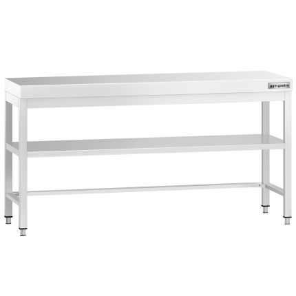 Masă de lucru din oțel inoxidabil PREMIUM – 2000 x 800 mm – cu blat de bază și traversă de susținere