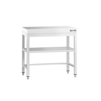 Masă de lucru din oțel inoxidabil PREMIUM – 700 x 700 mm – cu blat de bază și traversă de susținere