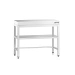 Masă de lucru din oțel inoxidabil PREMIUM – 800 x 700 mm – cu blat de bază și traversă de susținere