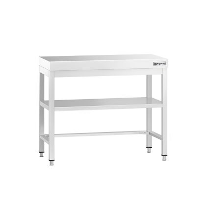 Masă de lucru din oțel inoxidabil PREMIUM – 800 x 700 mm – cu blat de bază și traversă de susținere