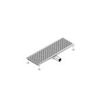 Gură de scurgere din oțel inoxidabil – 900 x 300 mm – model plat și scurgere laterală – Ø 70 mm