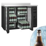 Frigider Bar Profesional PREMIUM PLUS - SUPERCOOLER - 1475x700 mm - 440 L - 2 uși din sticlă, 6 sertare, bordură spate 40 mm, iluminare LED & încuietoare - negru