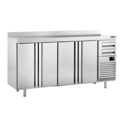 Frigider Bar Profesional PREMIUM PLUS - Barkühltische - 2452x600 mm - 690 L - 4 uși & 2 sertare, bordură spate 100 mm