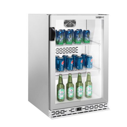 Masă frigorifică băuturi - 600 mm - 125 litri - cu 1 ușă din sticlă - negru