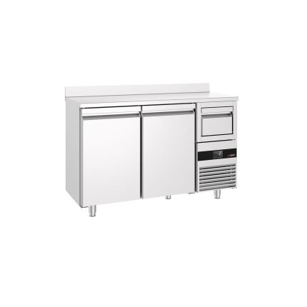 Răcitor Backbar PREMIUM - 1580x600 mm - 365 L - 2 uși pline, bordură spate 40 mm & sertar pentru zaț de cafea (knock box)