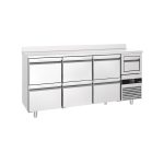 Frigider Bar Profesional PREMIUM - 2135x600 mm - 570 L - 6 sertare 1/2, bordură spate 40 mm & sertar pentru zaț de cafea (knock box)
