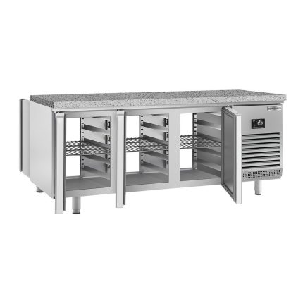 Masă frigorifică panificație Premium PLUS – 2185 x 800 mm – cu gaură de trecere – blat din granit