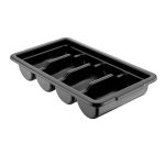 Tavă pentru tacâmuri - cu 4 compartimente - 526x293 mm - Înălțime: 97 mm - polipropilenă - negru