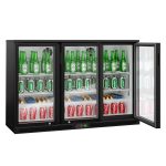 Frigider pentru bar – 1350 mm – 320 litri – cu 3 uși batante din sticlă – Negru