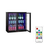 Frigider pentru bar – 900 mm – 220 litri – cu 2 uși batante din sticlă – exterior și interior negru