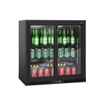 Frigider pentru bar – 900 mm – 220 litri – 2 uși glisante din sticlă – exterior și interior negru