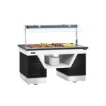 Vitrină încălzită BELFAST - 1600 mm - cu baie de apă și roți - pentru 4 tăvi GN 1/1