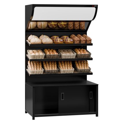 Raft pentru pâine - MADRID - 1200 mm - cu 3 rafturi - Negru mat