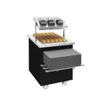 Cărucior de servire și distribuire a tacâmurilor DANZIG – 700 mm – cu tobogan pentru tăvi – Negru
