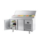 Masă frigorifică pentru preparate de panificație – cu 2 uși – compartimente cu dimensiuni EN – blat din oțel inoxidabil 9x 1/4 GN