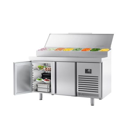 Masă frigorifică pentru preparate de panificație – cu 2 uși – compartimente cu dimensiuni EN – blat din oțel inoxidabil 9x 1/4 GN
