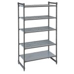 CAMBRO | Camshelving® - Basics Plus - Raft de bază - 765mm - cu 4 rafturi cu fantă și 1 raft închis